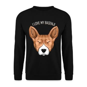 Dog Lover - I Love My Basenji - Unisex Pullover - Schwarz - Vorne - Alina (178cm) & Michal (187cm)