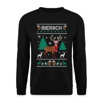 Noël Biersch Rudolf Affreux Cerf de Noël - Sweat-shirt Unisexe - noir - Devant - Alina (178cm) & Michal (187cm)
