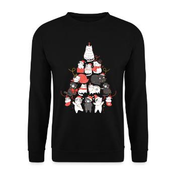 Cat Christmas Tree Cat Tree String Lights - Sweat-shirt Unisexe - noir - Devant - Alina (178cm) & Michal (187cm)