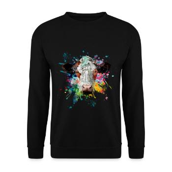 Vache Vaches Tête de vache Agriculture - Sweat-shirt Unisexe - noir - Devant - Alina (178cm) & Michal (187cm)