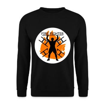 Feuerwehrmann - Unisex Pullover - Schwarz - Vorne - Alina (178cm) & Michal (187cm)