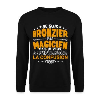Bronzier | Bronzier pas Magicien | Meilleur Bronzi - Sweat-shirt Unisexe - noir - Devant - Alina (178cm) & Michal (187cm)