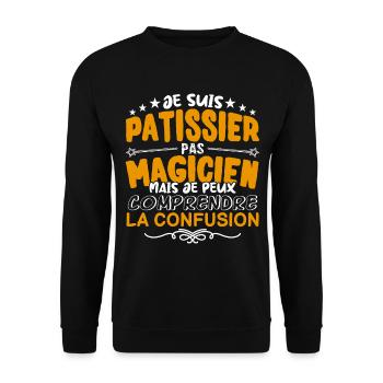 Patissier | Patissier pas Magicien | Meilleur Pati - Sweat-shirt Unisexe - noir - Devant - Alina (178cm) & Michal (187cm)