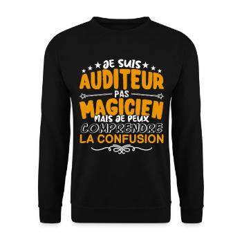 Auditeur | Auditeur pas Magicien | Meilleur Audite - Sweat-shirt Unisexe - noir - Devant - Alina (178cm) & Michal (187cm)