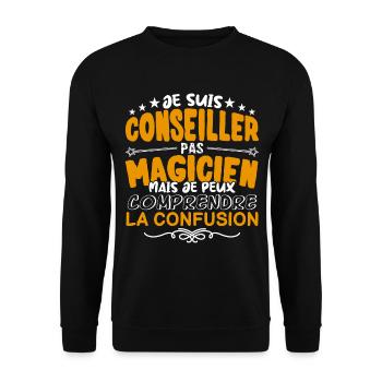 Conseiller | Conseiller pas Magicien | Meilleur Co - Sweat-shirt Unisexe - noir - Devant - Alina (178cm) & Michal (187cm)