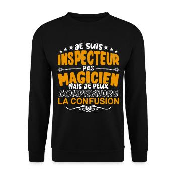 Inspecteur | Inspecteur pas Magicien | Meilleur In - Sweat-shirt Unisexe - noir - Devant - Alina (178cm) & Michal (187cm)