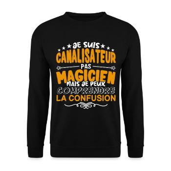 Canalisateur | Canalisateur pas Magicien | Meilleu - Sweat-shirt Unisexe - noir - Devant - Alina (178cm) & Michal (187cm)