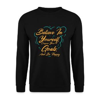 Ziel Leben Zitate Glücklich Positive Botschaft - Unisex Pullover - Schwarz - Vorne - Alina (178cm) & Michal (187cm)