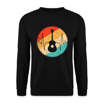 Guitar Retro Heartbeat - Unisex Sweatshirt - black - Front - Alina (178cm) & Michal (187cm)