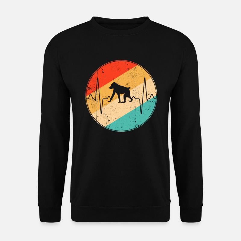 Monkey Retro Heartbeat - Unisex Sweatshirt - black