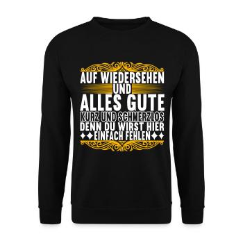 Abschiedsgeschenk Kollege Jobwechsel - Unisex Pullover - Schwarz - Vorne - Alina (178cm) & Michal (187cm)