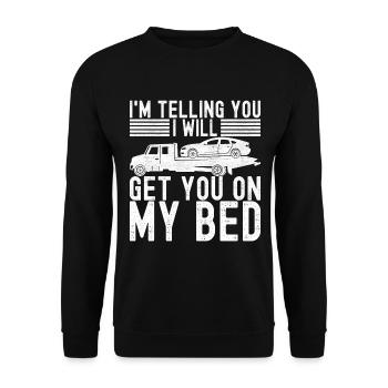 Abschleppwagen Abschleppdienst - Unisex Pullover - Schwarz - Vorne - Alina (178cm) & Michal (187cm)
