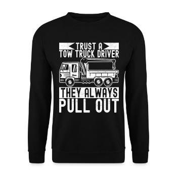 Abschleppwagen Abschleppdienst - Unisex Pullover - Schwarz - Vorne - Alina (178cm) & Michal (187cm)