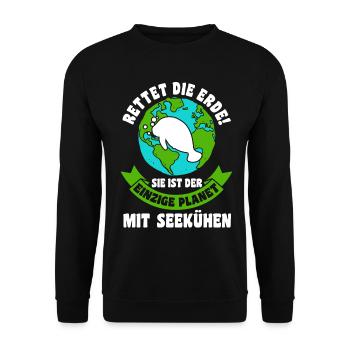 Meerkuh Seekuh - Unisex Pullover - Schwarz - Vorne - Alina (178cm) & Michal (187cm)