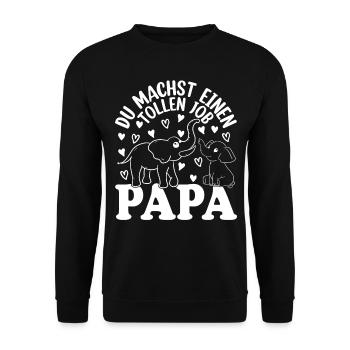 Du machst einen tollen Job Papa Vatertag Papa - Unisex Pullover - Schwarz - Vorne - Alina (178cm) & Michal (187cm)