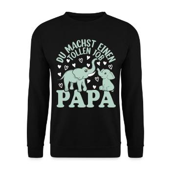 Papa Vatertag Papa Elefant Papa Vatertag - Unisex Pullover - Schwarz - Vorne - Alina (178cm) & Michal (187cm)