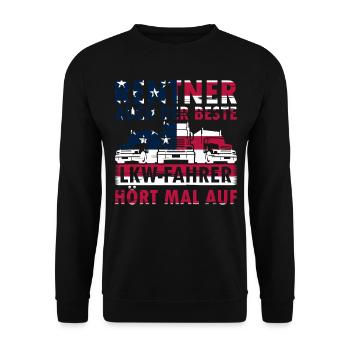Kraftfahrer Pensionist Fernfahrer Rentner Opa LKW- - Unisex Pullover - Schwarz - Vorne - Alina (178cm) & Michal (187cm)