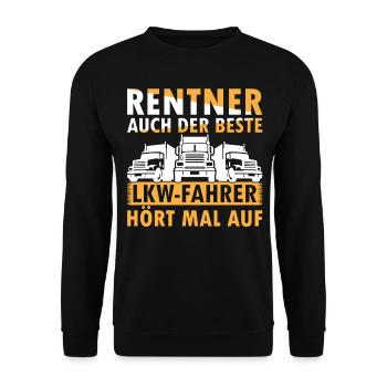 LKW Fahrer Rentner Kraftfahrer Fernfahrer Opa LKW- - Unisex Pullover - Schwarz - Vorne - Alina (178cm) & Michal (187cm)