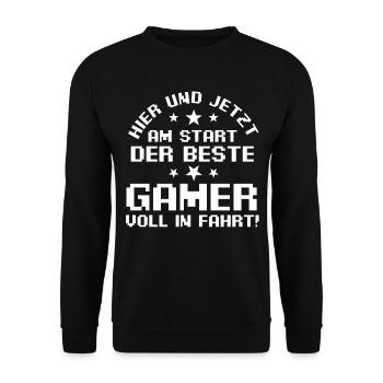 Gaming Zocken Zocker Gamer - Unisex Pullover - Schwarz - Vorne - Alina (178cm) & Michal (187cm)
