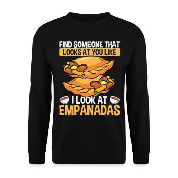 Empada Lover Find someone that looks Empanadas - Unisex Pullover - Schwarz - Vorne - Alina (178cm) & Michal (187cm)