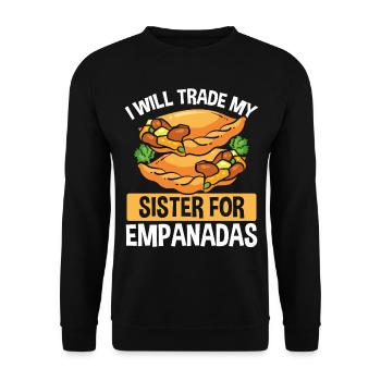 Empada Lover will trade my sister for Empanadas - Unisex Pullover - Schwarz - Vorne - Alina (178cm) & Michal (187cm)