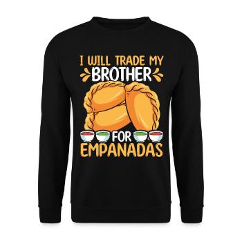Empada Lover will trade my brother for Empanadas - Unisex Pullover - Schwarz - Vorne - Alina (178cm) & Michal (187cm)