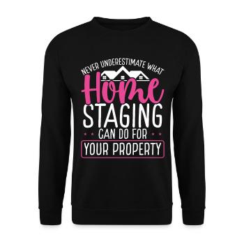 Home Staging can do for your property Stager - Unisex Pullover - Schwarz - Vorne - Alina (178cm) & Michal (187cm)