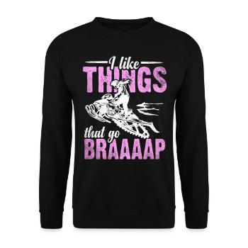I Like Things That Go Braaaap Snowmobiles - Unisex Sweatshirt - black - Front - Alina (178cm) & Michal (187cm)