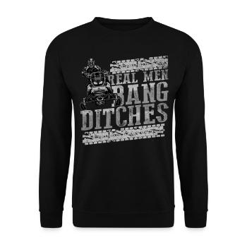 Real Men Bang Ditches Snowmobile - Unisex Sweatshirt - black - Front - Alina (178cm) & Michal (187cm)