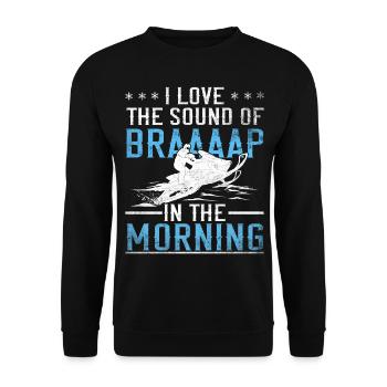 I Love The Sound Of Braaaap Snowmobile Riding - Unisex Sweatshirt - black - Front - Alina (178cm) & Michal (187cm)