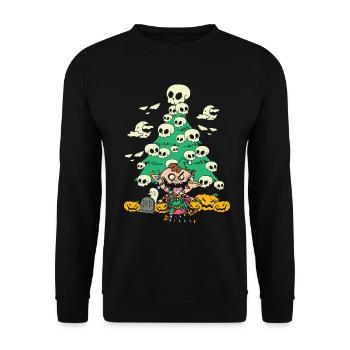 Böser Weihnachtself Zombie-Ferienhorror - Unisex Pullover - Schwarz - Vorne - Alina (178cm) & Michal (187cm)