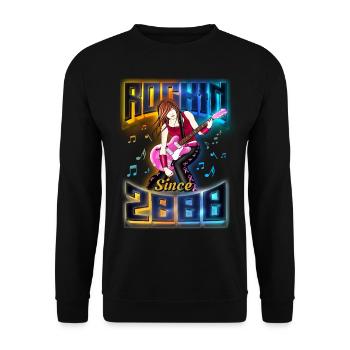 Rockin depuis 2000 Fan de musique rock 22e anniversaire - Sweat-shirt Unisexe - noir - Devant - Alina (178cm) & Michal (187cm)