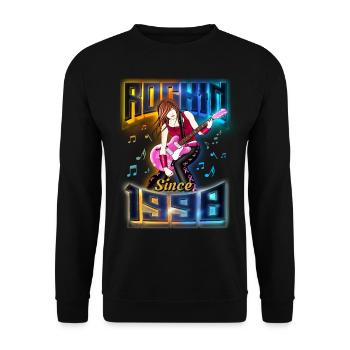 Rockin Since 1990 Rockmusik Fan 32. Geburtstag - Unisex Pullover - Schwarz - Vorne - Alina (178cm) & Michal (187cm)