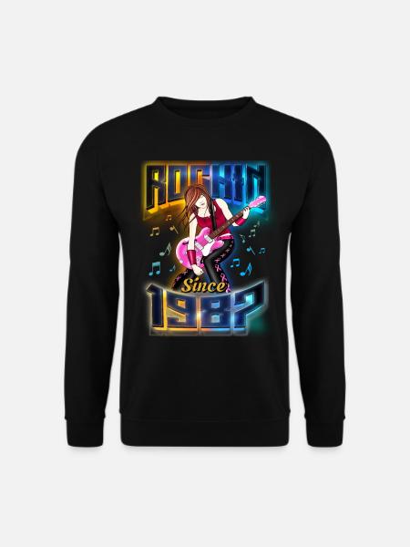 Rockin Since 1987 Rockmusik Fan 35. Geburtstag - Unisex Pullover - Schwarz