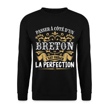 Le Meilleur Breton | Breton à la perfection - Sweat-shirt Unisexe - noir - Devant - Alina (178cm) & Michal (187cm)