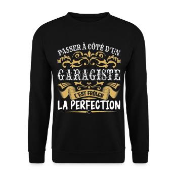 Le Meilleur Garagiste | Garagiste à la perfection - Sweat-shirt Unisexe - noir - Devant - Alina (178cm) & Michal (187cm)