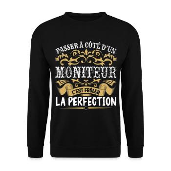 Le Meilleur Moniteur | Moniteur à la perfection - Sweat-shirt Unisexe - noir - Devant - Alina (178cm) & Michal (187cm)