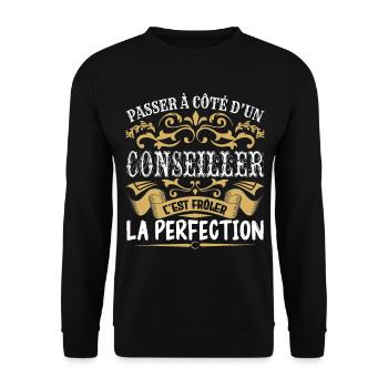 Le Meilleur Conseiller | Conseiller à la perfectio - Sweat-shirt Unisexe - noir - Devant - Alina (178cm) & Michal (187cm)