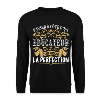Le Meilleur Educateur | Educateur à la perfection - Sweat-shirt Unisexe - noir - Devant - Alina (178cm) & Michal (187cm)