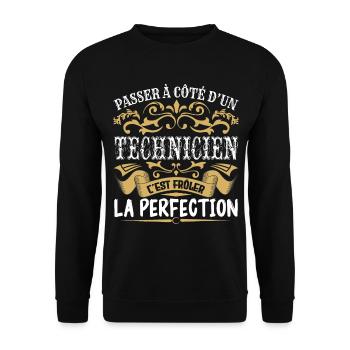 Le Meilleur Technicien | Technicien à la perfectio - Sweat-shirt Unisexe - noir - Devant - Alina (178cm) & Michal (187cm)