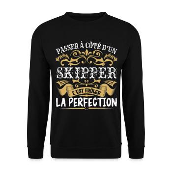 Le Meilleur Skipper | Skipper à la perfection - Sweat-shirt Unisexe - noir - Devant - Alina (178cm) & Michal (187cm)