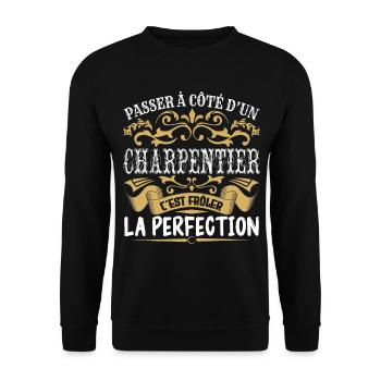 Le Meilleur Charpentier | Charpentier à la perfect - Sweat-shirt Unisexe - noir - Devant - Alina (178cm) & Michal (187cm)