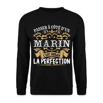 Le Meilleur Marin | Marin à la perfection - Sweat-shirt Unisexe - noir - Devant - Alina (178cm) & Michal (187cm)
