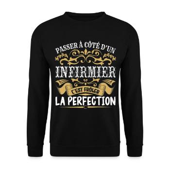 Le Meilleur Infirmier | Infirmier à la perfection - Sweat-shirt Unisexe - noir - Devant - Alina (178cm) & Michal (187cm)