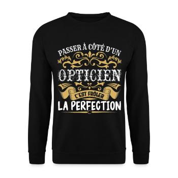 Le Meilleur Opticien | Opticien à la perfection - Sweat-shirt Unisexe - noir - Devant - Alina (178cm) & Michal (187cm)