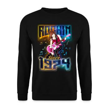 Rockin Since 1974 Rockmusik Fan 48. Geburtstag - Unisex Pullover - Schwarz - Vorne - Alina (178cm) & Michal (187cm)