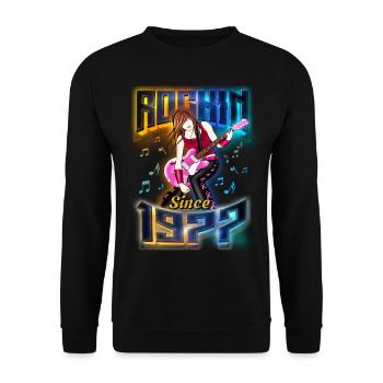 Rockin Since 1977 Rockmusik Fan 45. Geburtstag - Unisex Pullover - Schwarz - Vorne - Alina (178cm) & Michal (187cm)