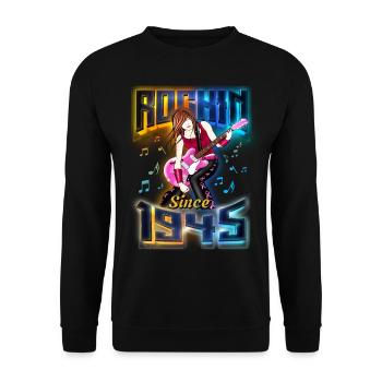 Rockin depuis 1945 Fan de musique rock 77e anniversaire - Sweat-shirt Unisexe - noir - Devant - Alina (178cm) & Michal (187cm)