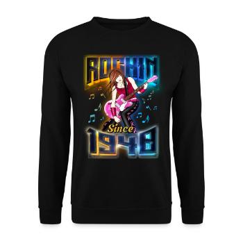 Rockin Since 1940 Rockmusik Fan 82. Geburtstag - Unisex Pullover - Schwarz - Vorne - Alina (178cm) & Michal (187cm)