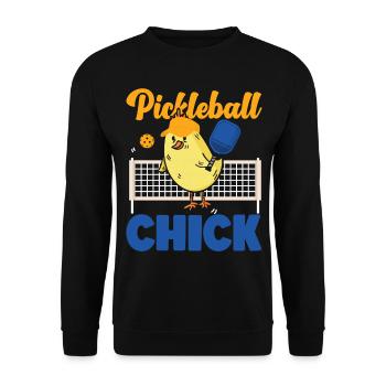 Pickleball Cute Chicken Girl - Unisex Pullover - Schwarz - Vorne - Alina (178cm) & Michal (187cm)